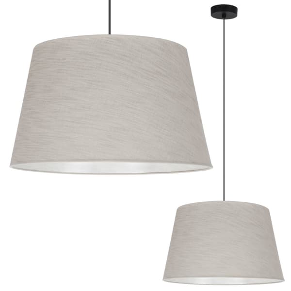 HÆNGELAMPE HØRKEGLE SORT 1-PLA LAMPESKÆRM LYS BEIGE L02 44CM