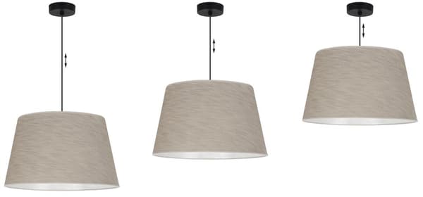 HÆNGELAMPE HØRKEGLE SORT 1-PLAT BEIGE LAMPESKÆRM L05 44CM