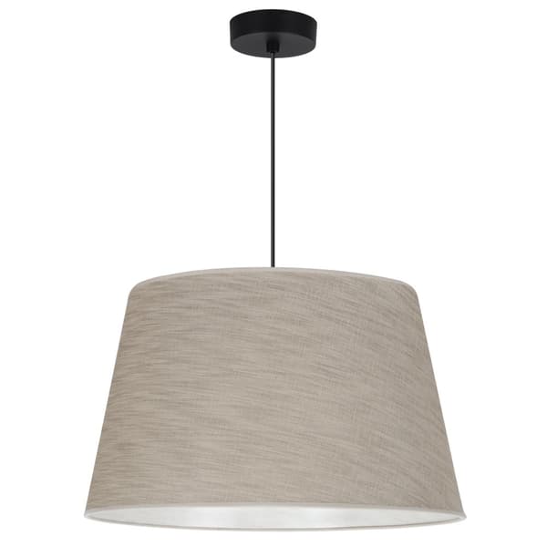 HÆNGELAMPE HØRKEGLE SORT 1-PLAT BEIGE LAMPESKÆRM L05 44CM