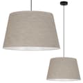 Miniatyrbillede 1 af 6: HÆNGELAMPE HØRKEGLE SORT 1-PLAT BEIGE LAMPESKÆRM L05 44CM