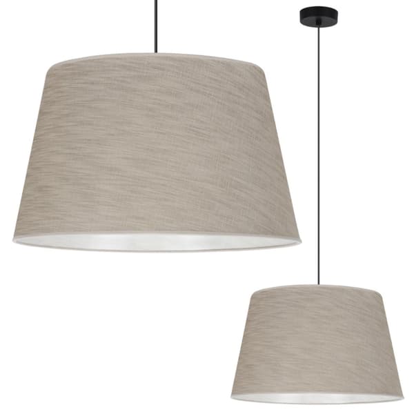 HÆNGELAMPE HØRKEGLE SORT 1-PLAT BEIGE LAMPESKÆRM L05 44CM