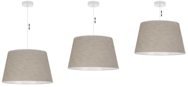 HÆNGELAMPE HØRKEGLE HVID 1-PLAT BEIGE LAMPESKÆRM L05 44CM
