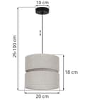 Miniatyrbild 6 av 8: LINNE DUO SVART HÄNGLAMPA 1-PLATS LJUS BEIGE L01 LAMPSKÄRM 20CM