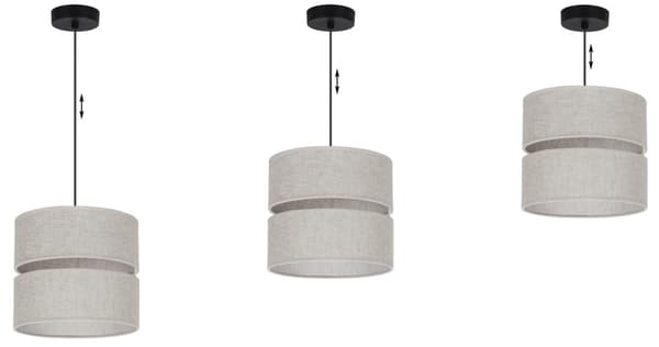 LINNE DUO SVART HÄNGLAMPA 1-PLATS LJUS BEIGE L01 LAMPSKÄRM 20CM