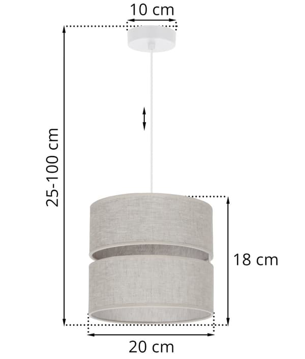 HÄNGLAMPA LINNE DUO VIT 1-PLATS LAMPSKÄRM LJUS BEIGE L01 20CM