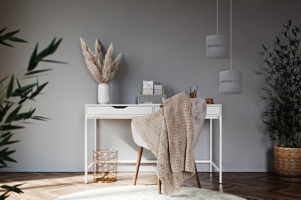 HÆNGELAMPE LIN DUO HVID 1-PLATINUM LAMPESKÆRM GRÅ L04 20CM
