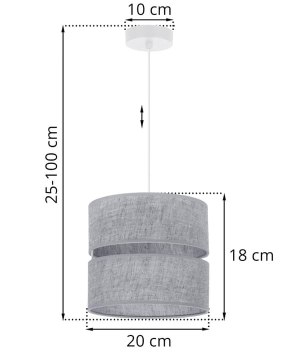 HÆNGELAMPE LIN DUO HVID 1-PLATINUM LAMPESKÆRM GRÅ L04 20CM
