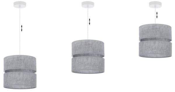 HÆNGELAMPE LIN DUO HVID 1-PLATINUM LAMPESKÆRM GRÅ L04 20CM