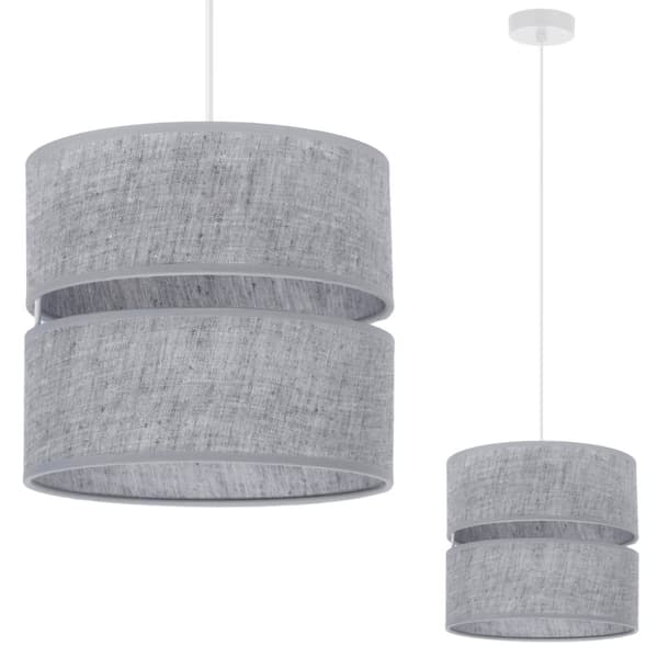 HÆNGELAMPE LIN DUO HVID 1-PLATINUM LAMPESKÆRM GRÅ L04 20CM