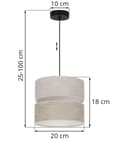 Miniatyrbild 6 av 8: HÄNGLAMPA LINNE DUO SVART 1-PLATS LAMPSKÄRM LJUS BEIGE - BEIGE L06 20CM
