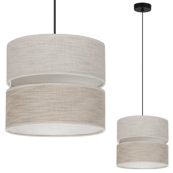 HÄNGLAMPA LINNE DUO SVART 1-PLATS LAMPSKÄRM LJUS BEIGE - BEIGE L06 20CM