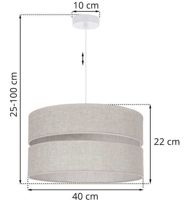 HÆNGELAMPE LIN DUO HVID 1-PLADS LAMPESKÆRM LYS BEIGE L01 40CM