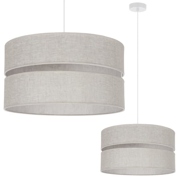 HÆNGELAMPE LIN DUO HVID 1-PLADS LAMPESKÆRM LYS BEIGE L01 40CM