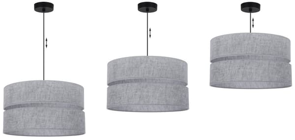 LINNE DUO SVART HÄNGLAMPA 1-PLATS GRÅ LAMPSKÄRM L04 40CM