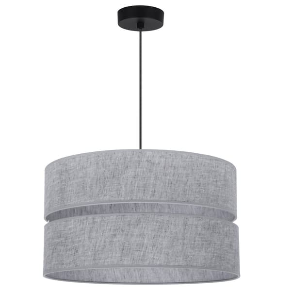 LINNE DUO SVART HÄNGLAMPA 1-PLATS GRÅ LAMPSKÄRM L04 40CM
