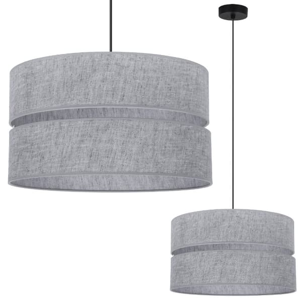 LINNE DUO SVART HÄNGLAMPA 1-PLATS GRÅ LAMPSKÄRM L04 40CM