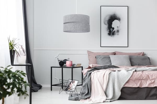 HÄNGLAMPA LINNE DUO VIT 1-PLATINUM LAMPSKÄRM GRÅ L04 40CM