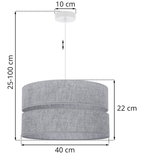 HÄNGLAMPA LINNE DUO VIT 1-PLATINUM LAMPSKÄRM GRÅ L04 40CM