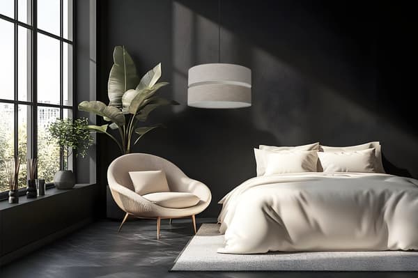 HÄNGLAMPA LINNE DUO SVART 1-PLATS LAMPSKÄRM LJUS BEIGE - BEIGE L06 40CM