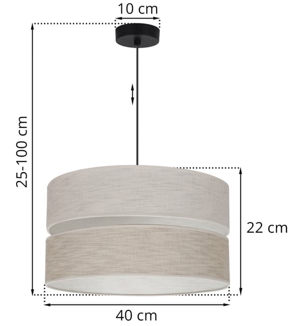 HÄNGLAMPA LINNE DUO SVART 1-PLATS LAMPSKÄRM LJUS BEIGE - BEIGE L06 40CM