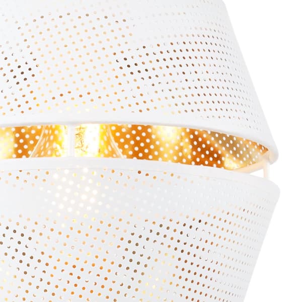 ASTI DUO HÄNGLAMPA BARREL SVART 1-PLA VIT-GULD LAMPSKÄRM S-S