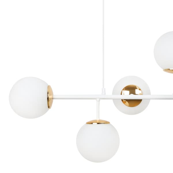 SIENA HVID-GULD LOFTSLAMPE 6-PLADER HVID LAMPESKÆRM E14 LANGE ARME