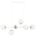 Miniatyrbillede 1 af 5: SIENA HVID-GULD LOFTSLAMPE 6-PLADER HVID LAMPESKÆRM E14 LANGE ARME