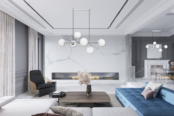 SIENA KROM LOFTSLAMPE 6-PLADES HVID LAMPESKÆRM E14 LANG ARM