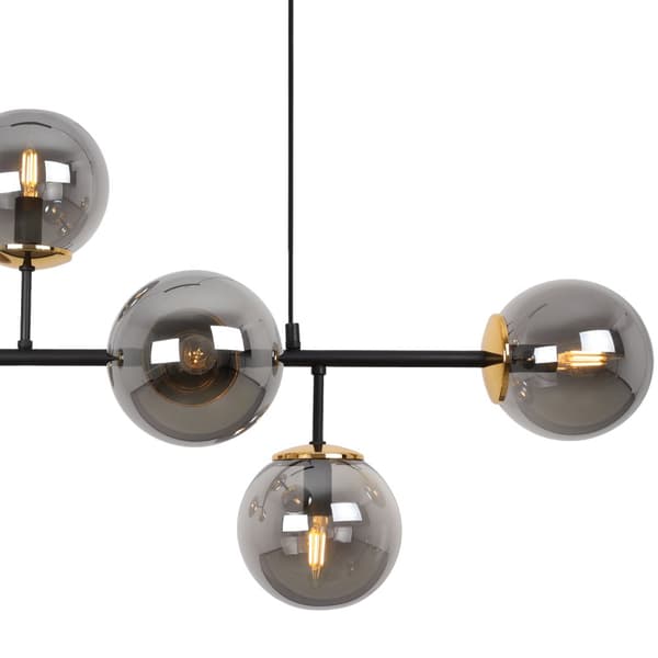 SIENA SORT OG GULD LOFTSLAMPE 6-PLADE GRAFITLAMPESKÆRM E14 LANG ARM