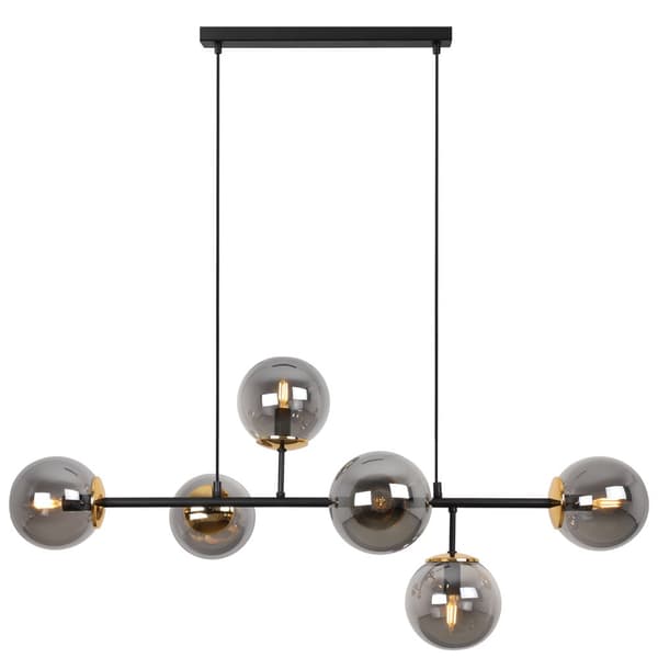 SIENA SORT OG GULD LOFTSLAMPE 6-PLADE GRAFITLAMPESKÆRM E14 LANG ARM