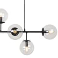 Miniatyrbillede 2 af 5: SIENA SORT LOFTSLAMPE 6-FLAD LAMPESKÆRM FRI E14 LANG ARM