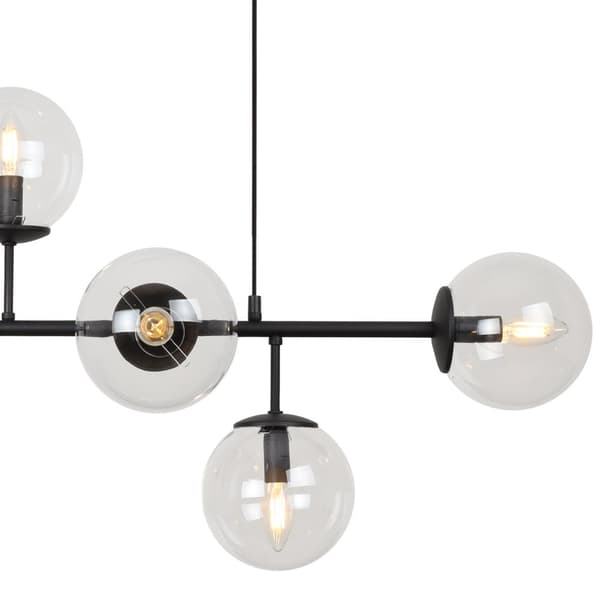SIENA SORT LOFTSLAMPE 6-FLAD LAMPESKÆRM FRI E14 LANG ARM