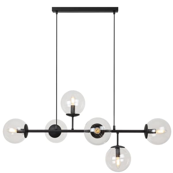 SIENA SORT LOFTSLAMPE 6-FLAD LAMPESKÆRM FRI E14 LANG ARM