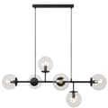Miniatyrbillede 1 af 5: SIENA SORT LOFTSLAMPE 6-FLAD LAMPESKÆRM FRI E14 LANG ARM