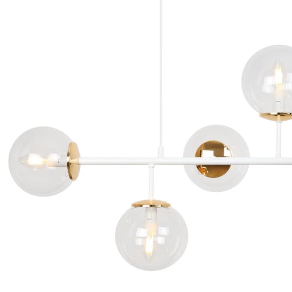 SIENA TAKLAMPA VIT-GULD 6-FLAT LAMPSKÄRM FRI E14 LÅNG ARM