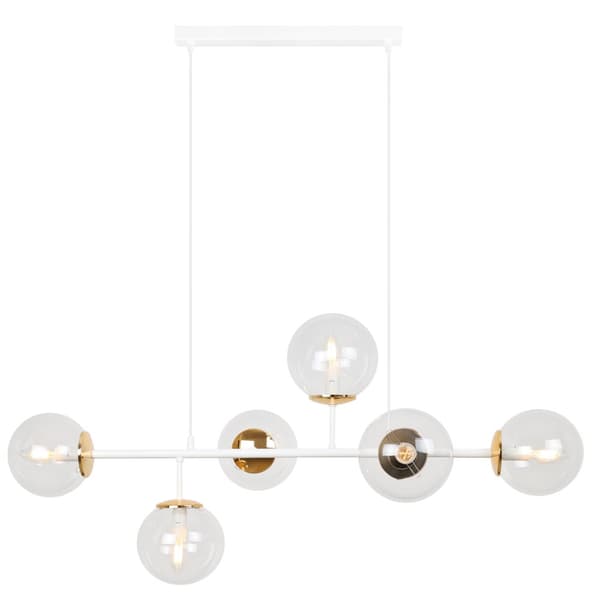 SIENA TAKLAMPA VIT-GULD 6-FLAT LAMPSKÄRM FRI E14 LÅNG ARM