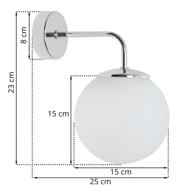 SIENA KROM VÄGGLAMPA 1-PLA VIT LAMPSKÄRM E14
