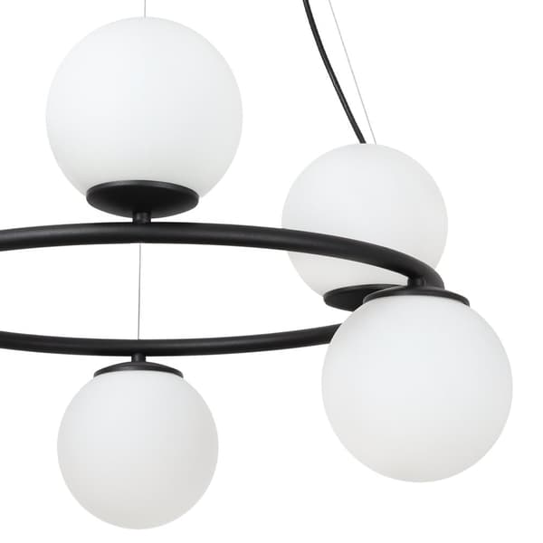 HÄNGLAMPA AURA SVART 6-FLAT VIT LAMPSKÄRM E14