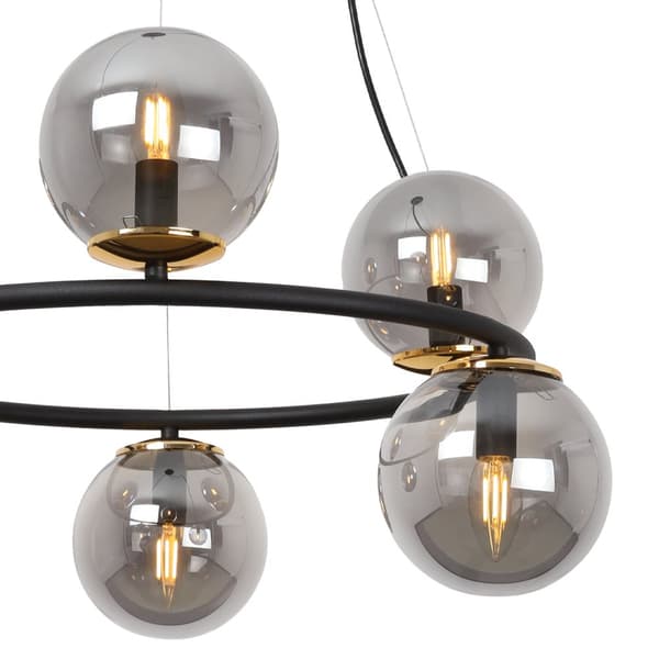 HÆNGELAMPE AURA SORT OG GULD 6-FLAD GRAFITLAMPE E14