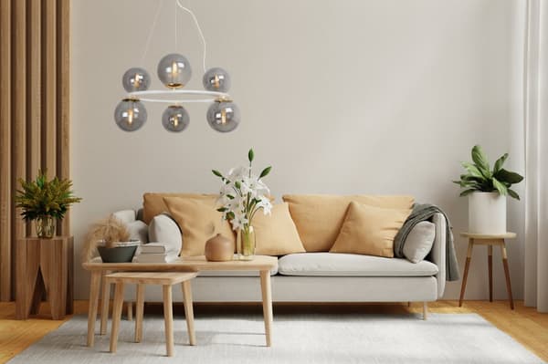 HÆNGELAMPE HVID-GULD AURA 6-FLAD GRAFITLAMPE E14