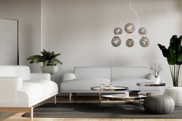 HÆNGELAMPE HVID-GULD AURA 6-FLAD GRAFITLAMPE E14