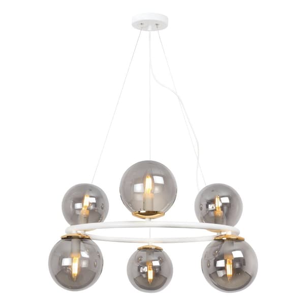 HÆNGELAMPE HVID-GULD AURA 6-FLAD GRAFITLAMPE E14