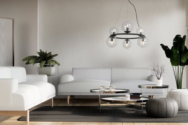 HÆNGELAMPE AURA SORT 6-FLAD LAMPE UDEN E14 SKÆRM