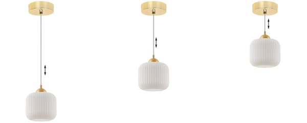 RIFFEL GULD HÄNGLAMPA 1-PLATS VIT CYLINDER LAMPSKÄRM E27
