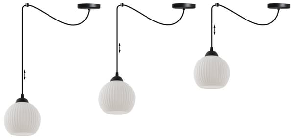 HÄNGLAMPA SPIDER RIFFLE SVART 1-PL. VIT LAMPSKÄRMBUL E27