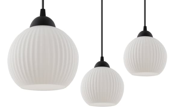 HÄNGLAMPA SPIDER RIFFLE SVART 1-PL. VIT LAMPSKÄRMBUL E27