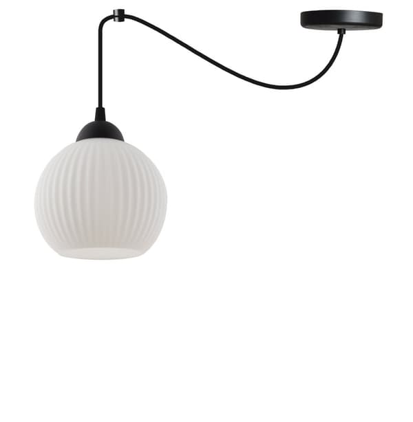 HÄNGLAMPA SPIDER RIFFLE SVART 1-PL. VIT LAMPSKÄRMBUL E27