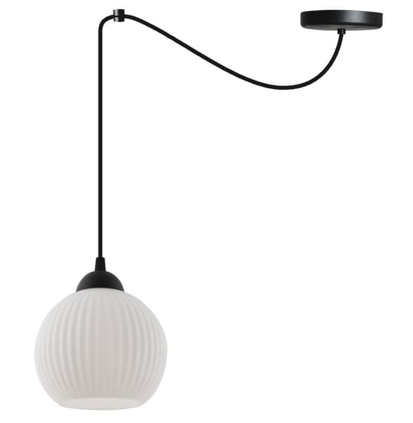 HÄNGLAMPA SPIDER RIFFLE SVART 1-PL. VIT LAMPSKÄRMBUL E27
