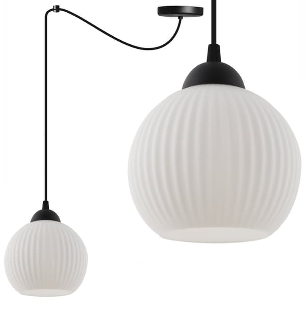 HÄNGLAMPA SPIDER RIFFLE SVART 1-PL. VIT LAMPSKÄRMBUL E27