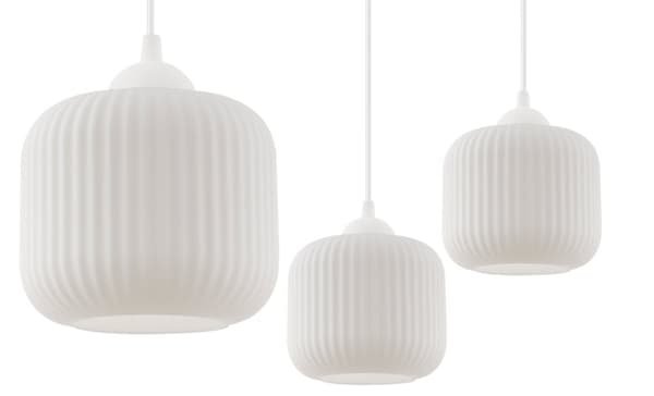 RIFFEL HÄNGLAMPA VIT 3-PLAT LAMPSKÄRM VIT CYLINDER E27